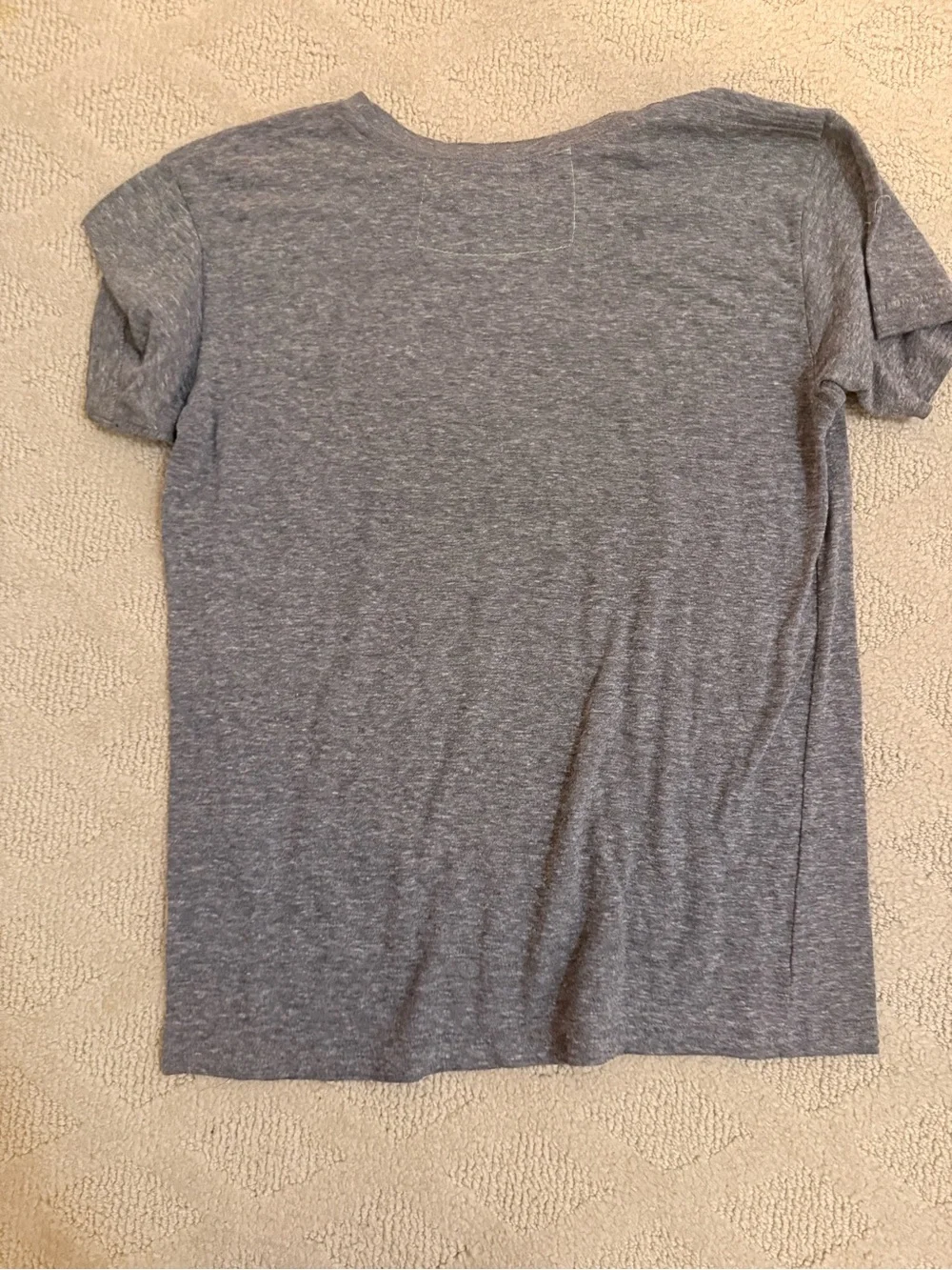 Aviator Nation Grey Tee with Blue Logo and Red-Orange-Yellow Stripe
